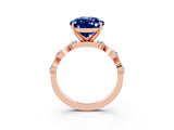 Rose gold Pear Cut Blue Sapphire Solitaire Twisted Band with Round  Accents and Prong Setting_24