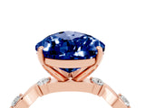 Rose gold Pear Cut Blue Sapphire Solitaire Twisted Band with Round  Accents and Prong Setting_25