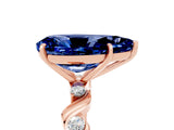 Rose gold Pear Cut Blue Sapphire Solitaire Twisted Band with Round  Accents and Prong Setting_26