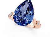 Rose gold Pear Cut Blue Sapphire Solitaire Twisted Band with Round  Accents and Prong Setting_38