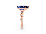 Rose gold Pear Cut Blue Sapphire Solitaire Twisted Band with Round  Accents and Prong Setting_39