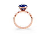 Rose gold Pear Cut Blue Sapphire Solitaire Twisted Band with Round  Accents and Prong Setting_40