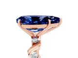 Rose gold Pear Cut Blue Sapphire Solitaire Twisted Band with Round  Accents and Prong Setting_42