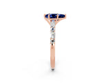 Rose gold Pear Cut Blue Sapphire Solitaire with Side Baguettes and Channel Set Band_2