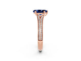 Rose gold Pear Cut Blue Sapphire Split Shank Engagement Ring with Pavé Band_2