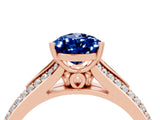 Rose gold Pear Cut Blue Sapphire Split Shank Engagement Ring with Pavé Band_4
