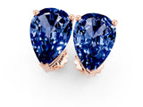 Rose gold Pear Cut Blue Sapphire Stud Earrings_13