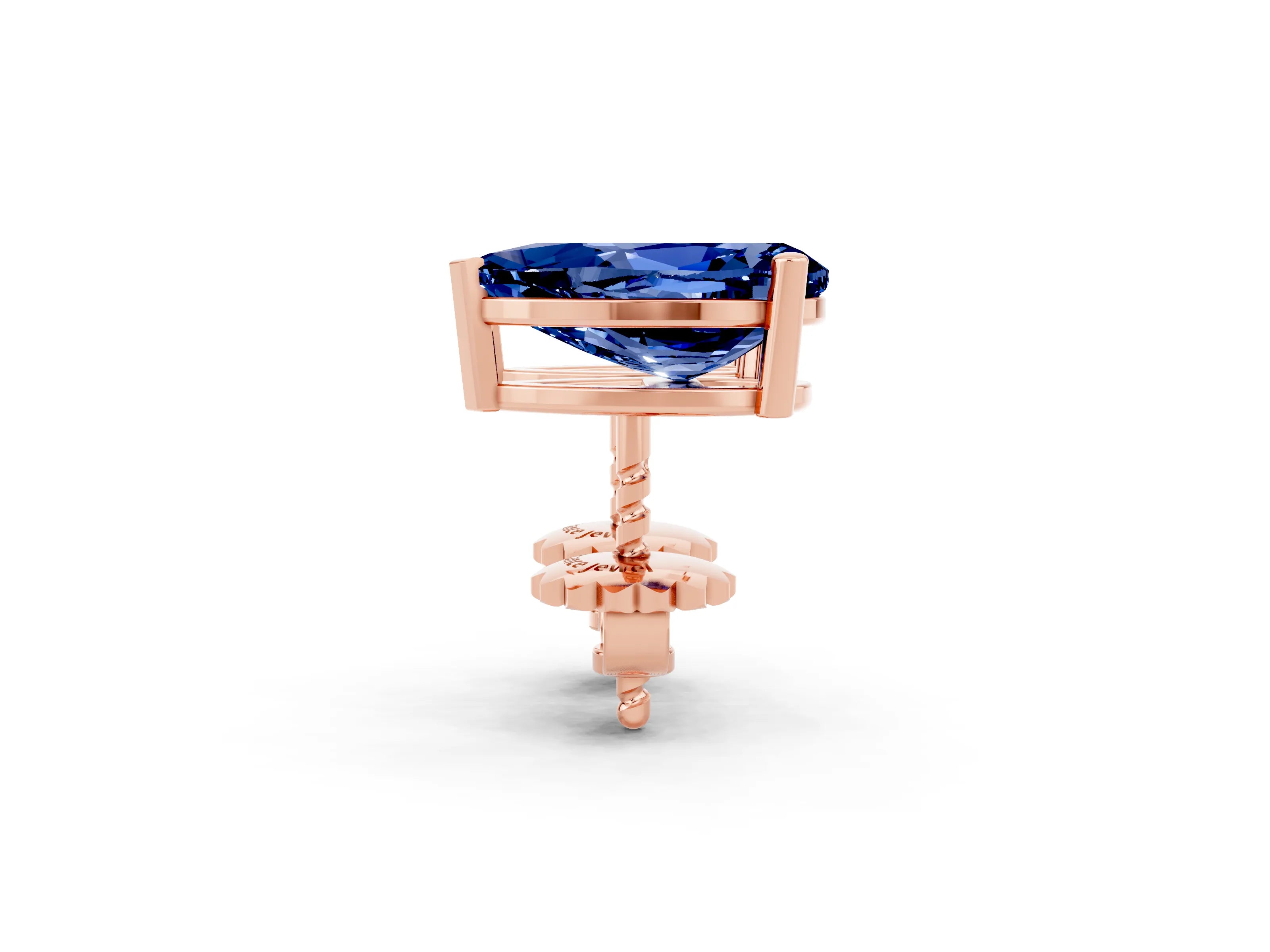 Rose gold Pear Cut Blue Sapphire Stud Earrings_14