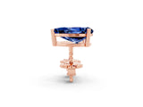 Rose gold Pear Cut Blue Sapphire Stud Earrings_14