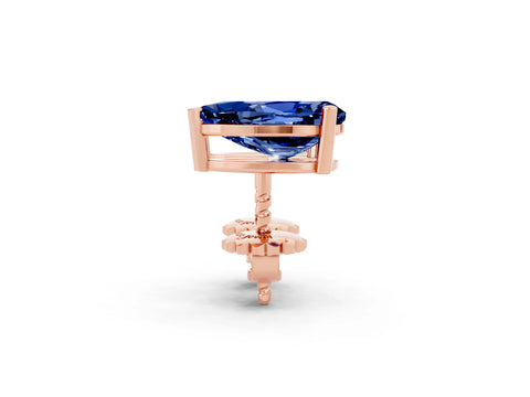 Rose gold Pear Cut Blue Sapphire Stud Earrings_14