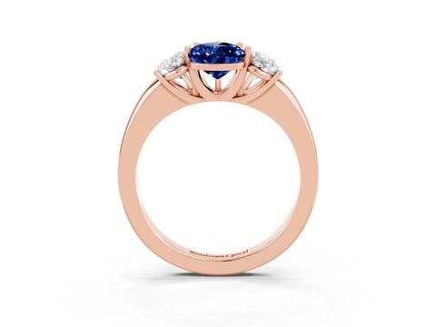 Rose gold Pear Cut Blue Sapphire Three-Stone Ring with Four-Prong Setting and Classic Band_3