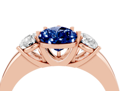 Rose gold Pear Cut Blue Sapphire Three-Stone Ring with Four-Prong Setting and Classic Band_4