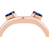 Rose gold Pear Cut Blue Sapphire Two-Stone Open Band Ring with Prong Setting_10