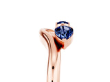 Rose gold Pear Cut Blue Sapphire Two-Stone Open Band Ring with Prong Setting_11