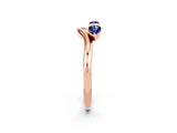 Rose gold Pear Cut Blue Sapphire Two-Stone Open Band Ring with Prong Setting_8