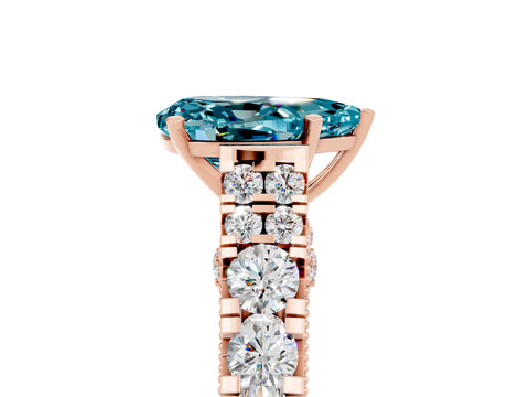 Rose gold Pear Cut Blue Topaz Classic Solitaire Ring with Pavé Band and Four-Prong Setting_5