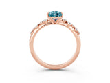 Rose gold Pear Cut Blue Topaz Cluster Side Stone Solitaire Ring with Prong Setting_27