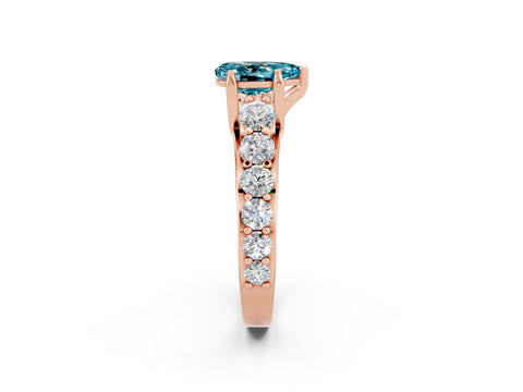 Rose gold Pear Cut Blue Topaz Engagement Ring with Pavé Band and Four-Prong Setting_2