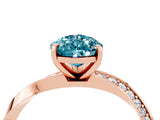 Rose gold Pear Cut Blue Topaz Engagement Ring with Side Stone Accents and Four-Prong Setting_64