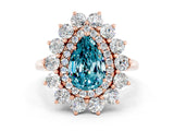 Rose gold Pear Cut Blue Topaz Floral Double Halo Engagement Ring with Prong Setting_72