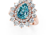 Rose gold Pear Cut Blue Topaz Floral Double Halo Engagement Ring with Prong Setting_73