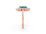 Rose gold Pear Cut Blue Topaz Floral Double Halo Engagement Ring with Prong Setting_74