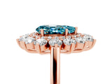 Rose gold Pear Cut Blue Topaz Floral Double Halo Engagement Ring with Prong Setting_77