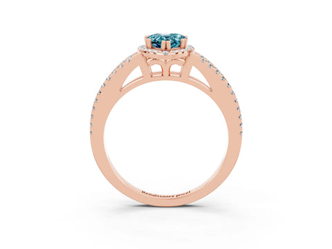 Rose gold Pear Cut Blue Topaz Halo Split Shank Engagement Ring_15