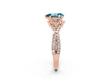Rose gold Pear Cut Blue Topaz  Halo Twist Band Solitaire Prong Setting Ring_26