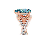 Rose gold Pear Cut Blue Topaz  Halo Twist Band Solitaire Prong Setting Ring_29