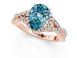 Rose gold Pear Cut Blue Topaz  Halo Twist Band Solitaire Prong Setting Ring_43
