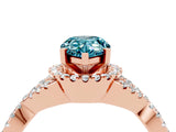 Rose gold Pear Cut Blue Topaz  Halo Twist Band Solitaire Prong Setting Ring_46