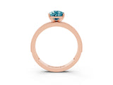 Rose gold Pear Cut Blue Topaz Milgrain Pavé Engagement Ring with Four-Prong Setting_3
