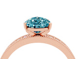 Rose gold Pear Cut Blue Topaz Milgrain Pavé Engagement Ring with Four-Prong Setting_4
