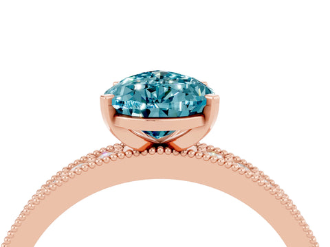 Rose gold Pear Cut Blue Topaz Milgrain Pavé Engagement Ring with Four-Prong Setting_4