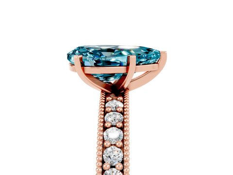 Rose gold Pear Cut Blue Topaz Milgrain Pavé Engagement Ring with Four-Prong Setting_5