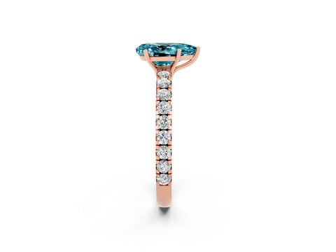 Rose gold Pear Cut Blue Topaz Pavé Solitaire Engagement Ring with Four-Prong Setting_14