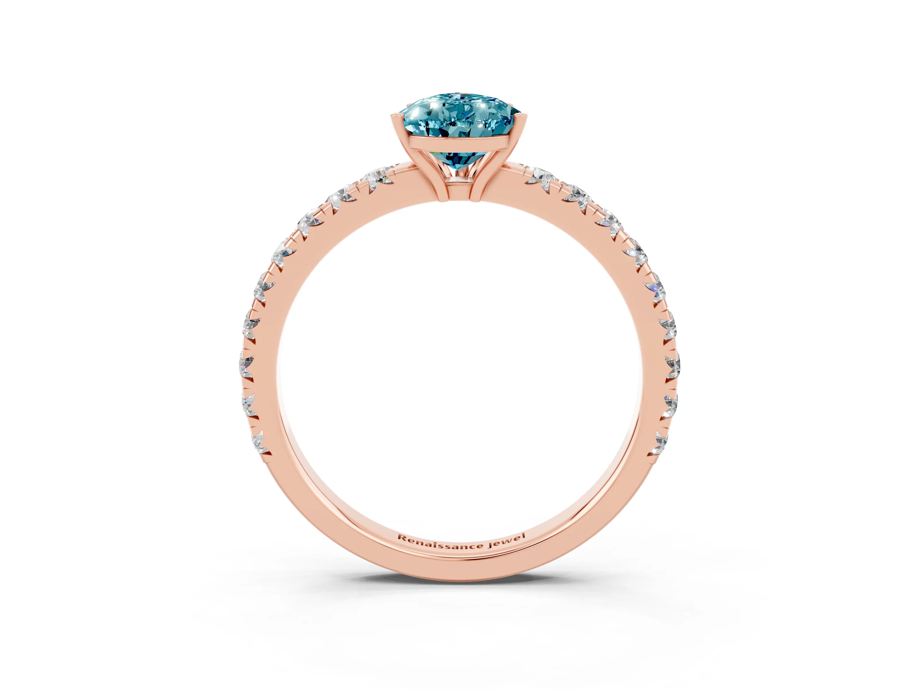 Rose gold Pear Cut Blue Topaz Pavé Solitaire Engagement Ring with Four-Prong Setting_15