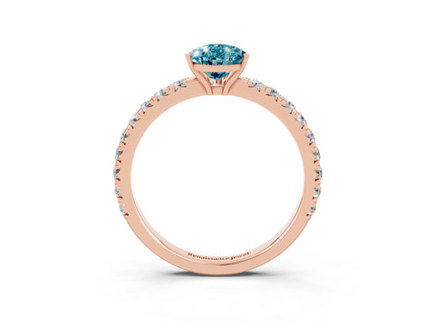 Rose gold Pear Cut Blue Topaz Pavé Solitaire Engagement Ring with Four-Prong Setting_15