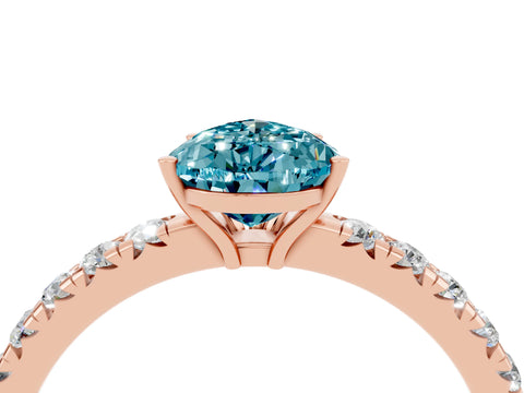 Rose gold Pear Cut Blue Topaz Pavé Solitaire Engagement Ring with Four-Prong Setting_16