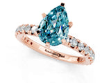 Rose gold Pear Cut Blue Topaz Pavé Solitaire Ring with Round Band and Prong Setting_25