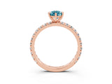 Rose gold Pear Cut Blue Topaz Pavé Solitaire Ring with Round Band and Prong Setting_27