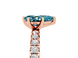 Rose gold Pear Cut Blue Topaz Pavé Solitaire Ring with Round Band and Prong Setting_29