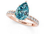Rose gold Pear Cut Blue Topaz Pave Band Solitaire Ring with Four-Prong Setting_37