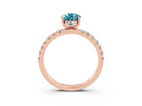 Rose gold Pear Cut Blue Topaz Pave Band Solitaire Ring with Four-Prong Setting_39