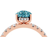 Rose gold Pear Cut Blue Topaz Pave Band Solitaire Ring with Four-Prong Setting_40