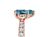 Rose gold Pear Cut Blue Topaz Pave Band Solitaire Ring with Four-Prong Setting_41