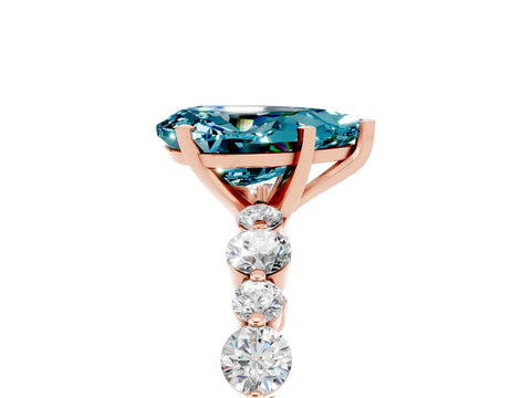 Rose gold Pear Cut Blue Topaz Prong Set Engagement Ring with Pavé Band_5