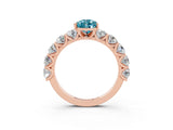 Rose gold Pear Cut Blue Topaz Prong Setting with Side Stones on a Pave Band_3