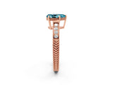 Rose gold Pear Cut Blue Topaz Ring with Milgrain Pavé Band and Four-Prong Setting_14